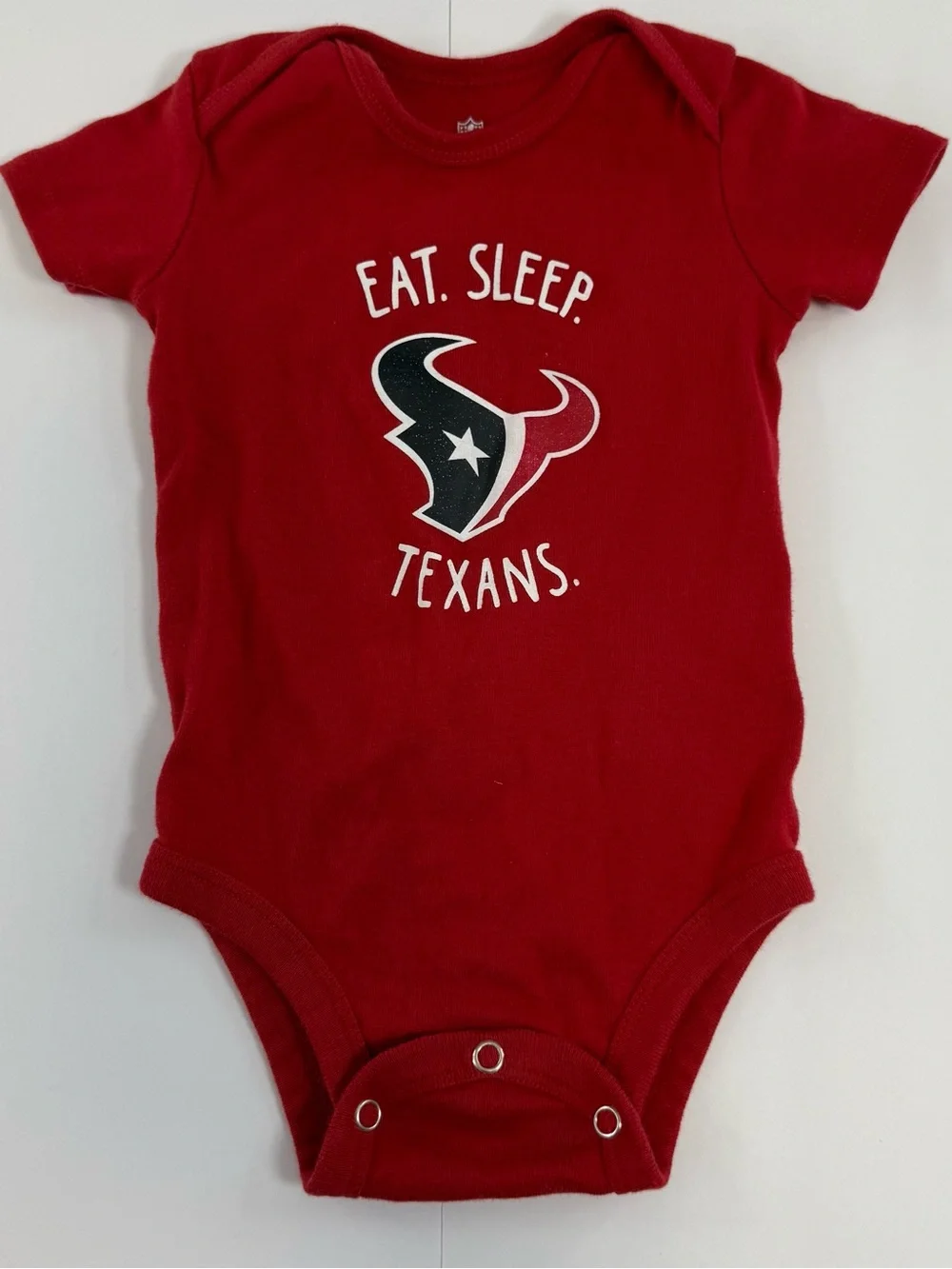 Houston Texans Red Baby Bodysuit – One-Piece snap bottom eat. sleep. Texans.
